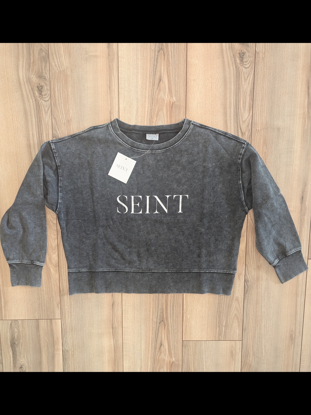 SEINT Washed Black Crop Sweatshirt - Women's